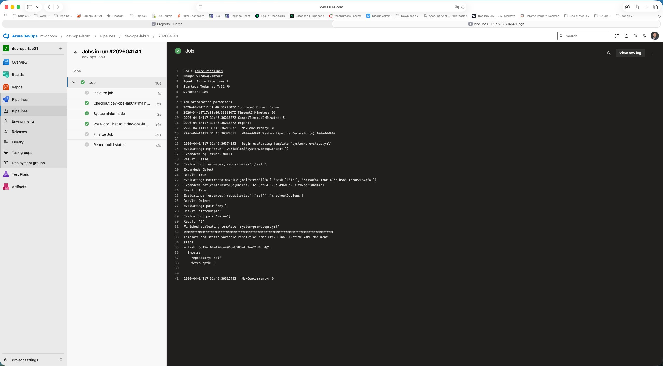 Journal de travail avec toutes les étapes et horaires