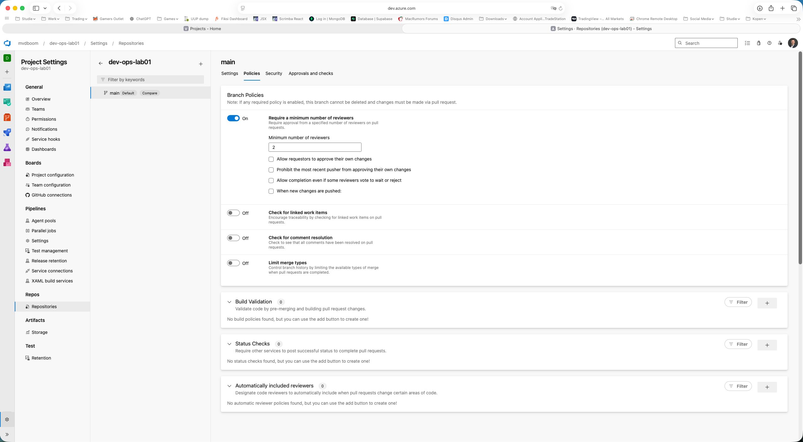 Reviewer policy enabled with detail options visible