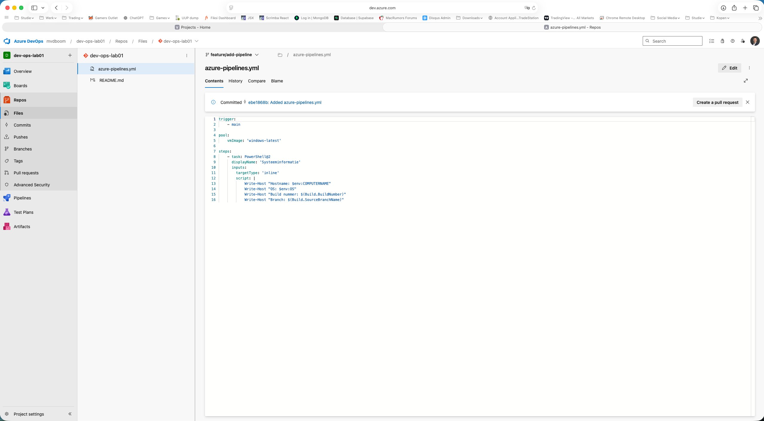 azure-pipelines.yml committed on feature/add-pipeline