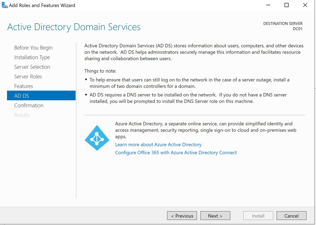 AD DS information page