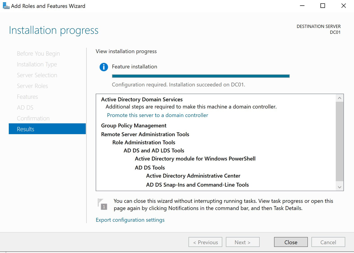 Installation Results — success