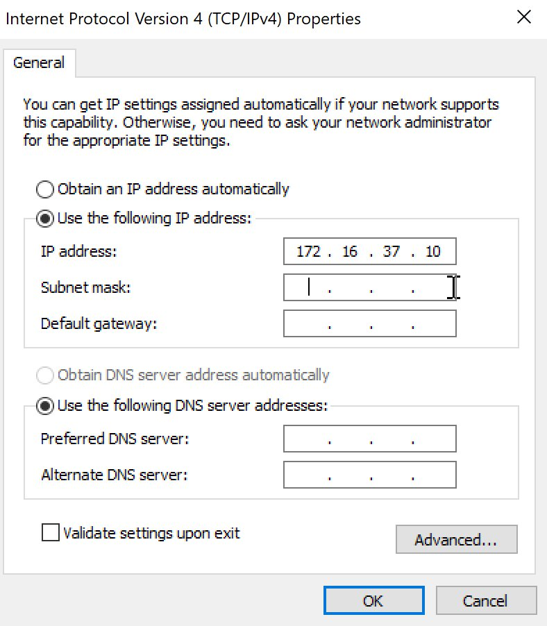 IPv4 Properties — static IP configuration