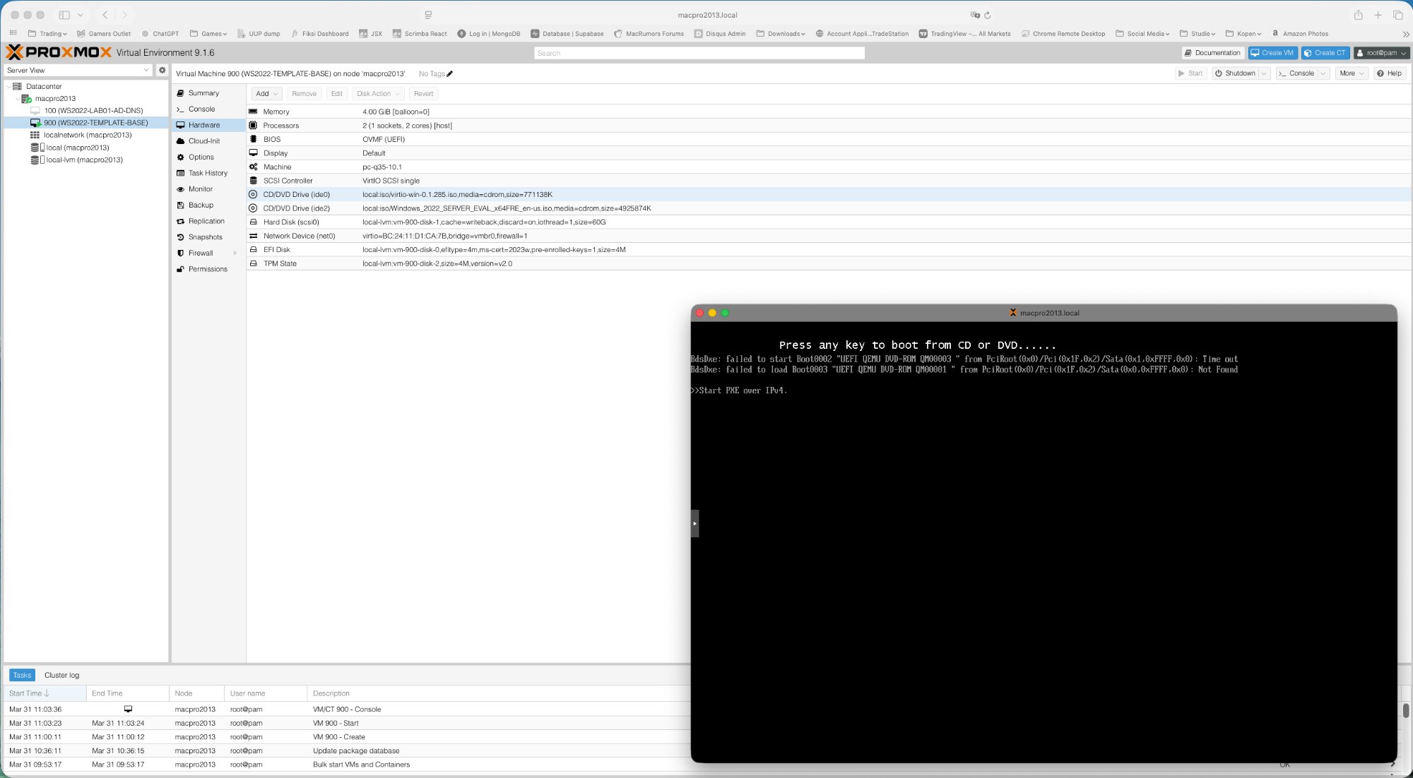 Proxmox overview with both VMs correctly named
