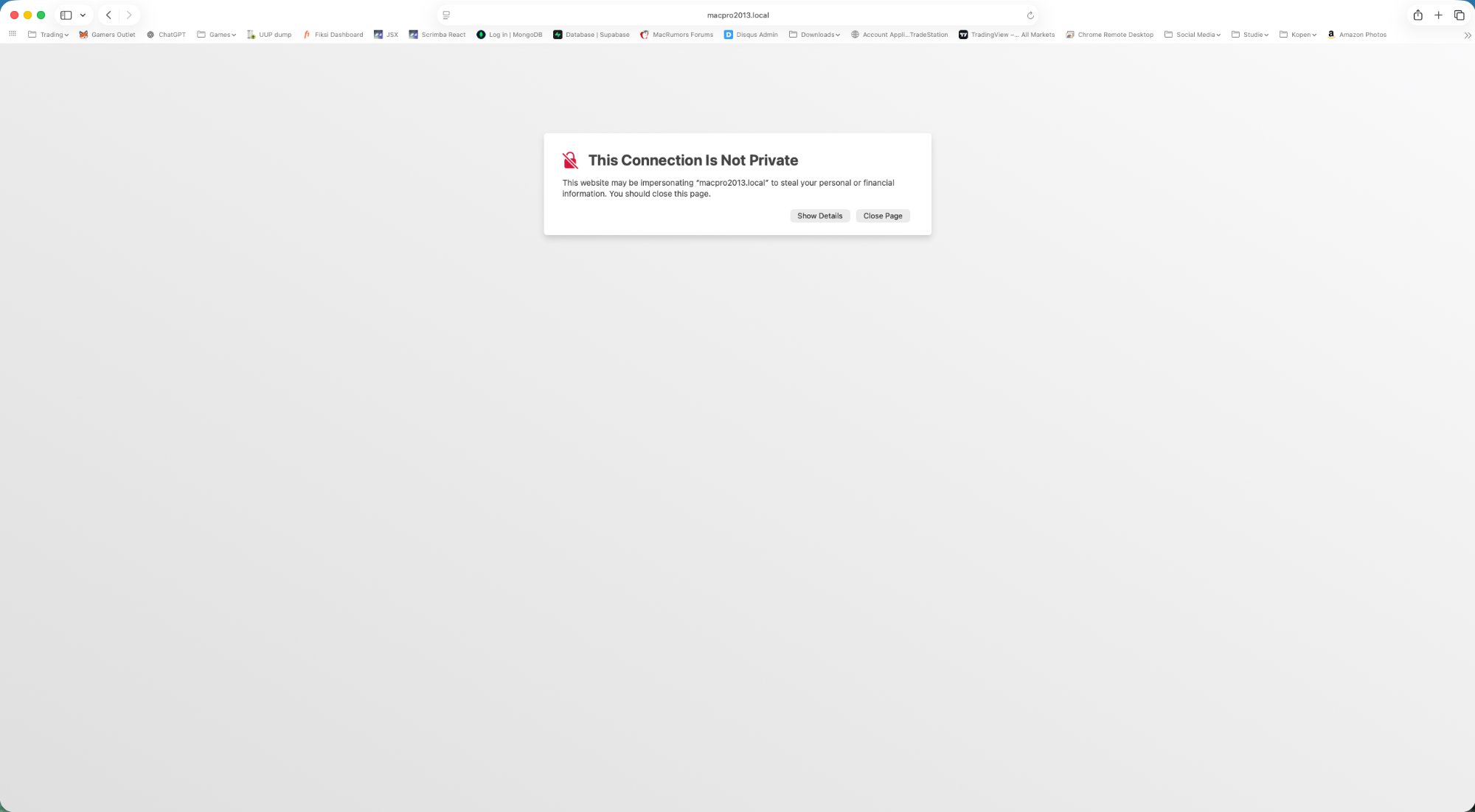 Safari SSL warning for macpro2013.local