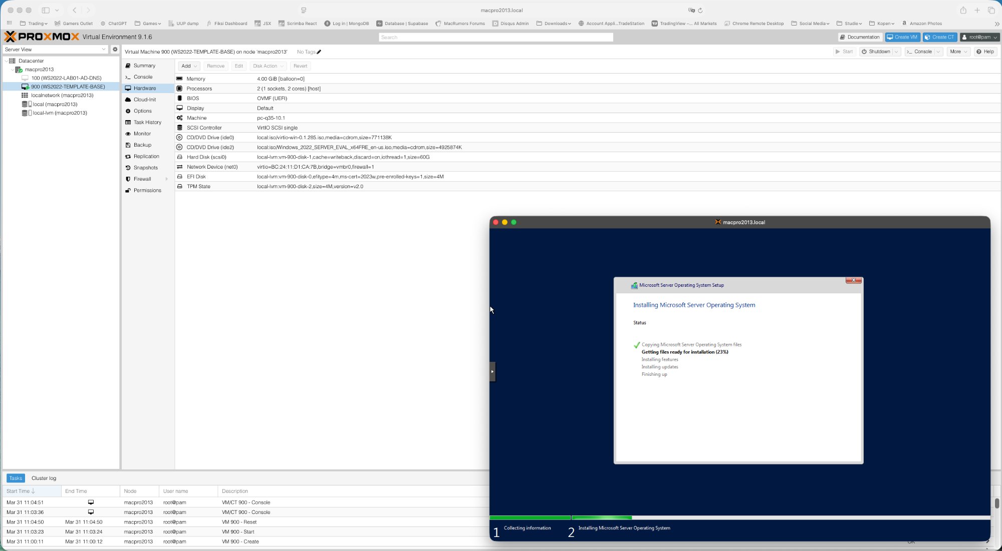 Windows Server 2022 installation in progress