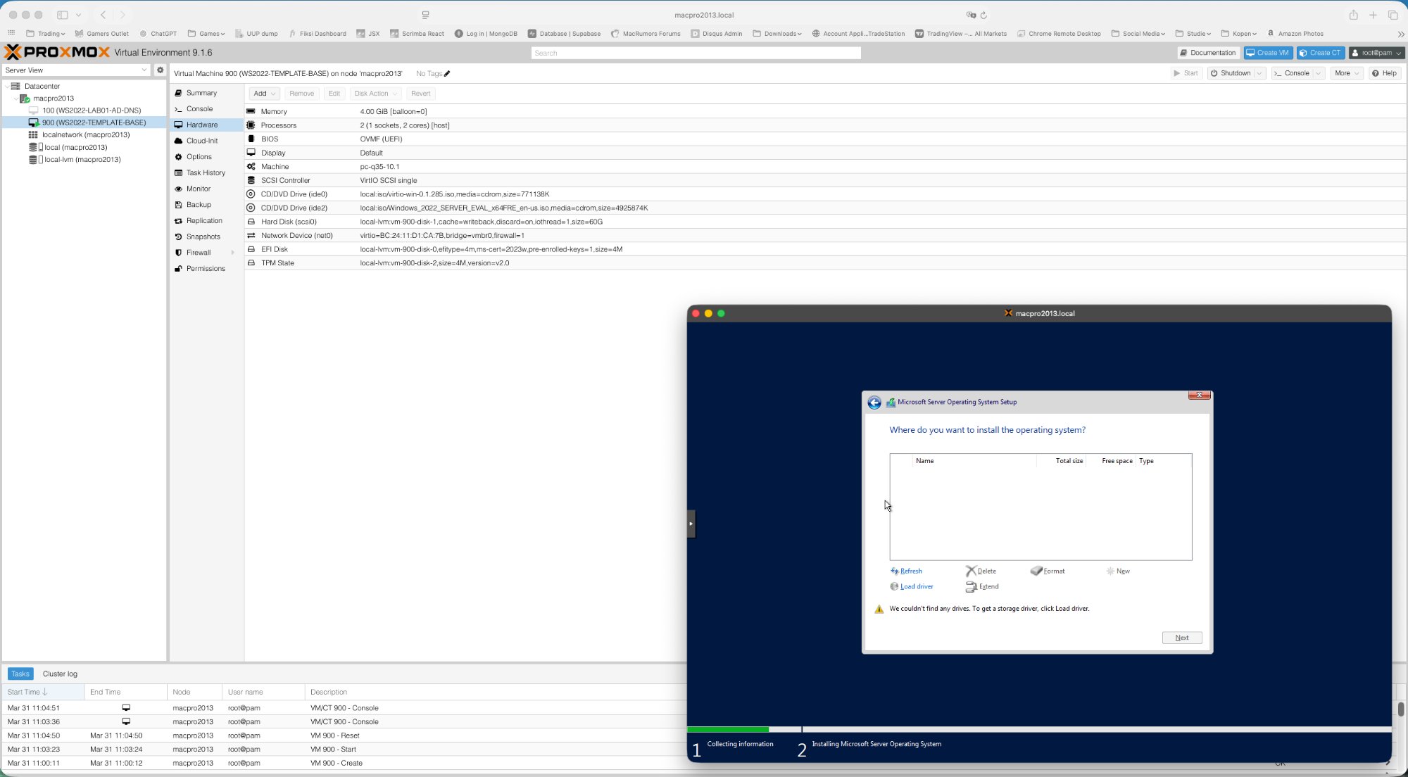 Windows Setup with no disk visible
